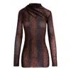 Concept A Trois Women's Brown / Black Tulle Blouse - Brown & Black In Brown/black