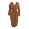 Concept A Trois Women's Brown Cappuccino Cocktail Dress With Long Sleeves In Brown
