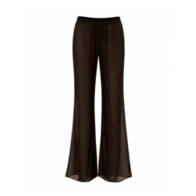 Concept A Trois Women's Brown Espresso Chiffon Flared Pants - Special Capsule "self.readytowear