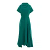 Concept A Trois Women's Green Dress With Front Drape And Collar In Green