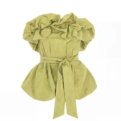 Concept A Trois Women's Green Lime Rose Print Bustier Top - Special "self.readytowear" Capsule
