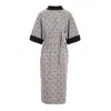 Concept A Trois Women's Grey Checked Midi Dress With Pockets And Sequins In Grey
