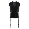 Concept A Trois Women's Knitted Vest With Side Ribbons - Black In Black