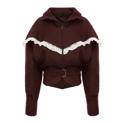 Concept A Trois Women's Linen Dark Brown Jacket- Special Capsule " Self" Ready To Wear