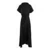Concept A Trois Women's Midi Black Dress With Front Drape And Collar In Black
