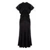 Concept A Trois Women's Midi Black Dress With Oversized Short Sleeves And Flared Cut In Black