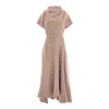 Concept A Trois Women's Neutrals Nude Dress With Front Drape And Collar