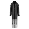 Concept A Trois Women's Oversized Black Sheer Shirt-dress With Long Fringes In Black