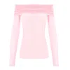 Concept A Trois Women's Pink / Purple Blouse With Bare Shoulders - Powder Pink In Pink/purple
