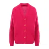 Concept A Trois Women's Pink / Purple Fuchsia Cardigan With "v" Neckline, Knitted, With Crystal Buttons In Pink/purple