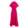 Concept A Trois Women's Pink / Purple Fuchsia Dress With Front Drape And Collar
