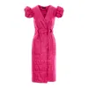 Concept A Trois Women's Pink / Purple Fuchsia Quilted Midi Vest With Winged Sleeves In Pink/purple