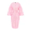 Concept A Trois Women's Pink / Purple Pale Pink Taffeta Dress With Puff Sleeves And Pleats