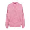 Concept A Trois Women's Pink / Purple Pink V-neck Knitted Cardigan With Crystal Buttons In Pink/purple
