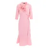 Concept A Trois Women's Pink / Purple Powder Pink Wrap Blazer Dress With Flowers In Pink/purple