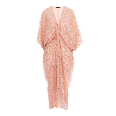 Concept A Trois Women's Pink / Purple Sequin Butterfly Dress - Salmon