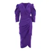 Concept A Trois Women's Pink / Purple Ultra Violet Cocktail Dress With Three-quarter Sleeves In Pink/purple