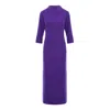 Concept A Trois Women's Pink / Purple Ultra Violet, Fitted, Straight Dress With Three-quarter Sleeves And Slit In Pink/purple