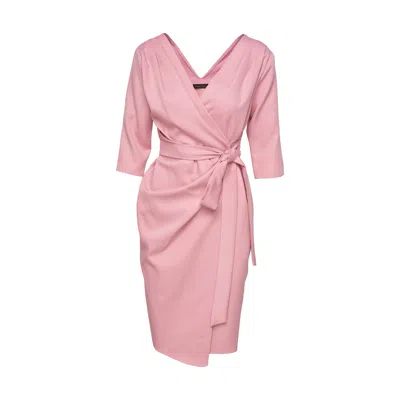Concept A Trois Women's Pink / Purple Wrap Cocktail Powder Pink Dress In Pink/purple