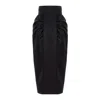 Concept A Trois Women's Pleated Skirt With Pockets, Made Of Taffeta, In Black