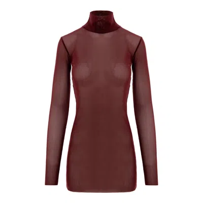 Concept A Trois Women's Red Bordeaux Tulle Blouse