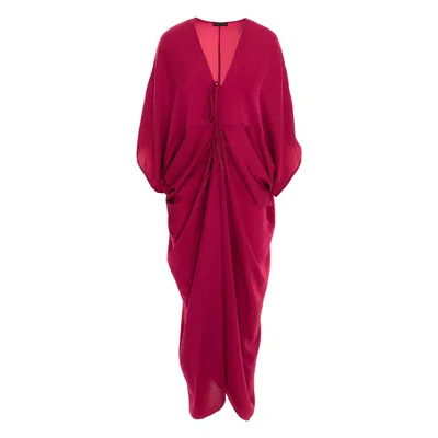 Concept A Trois Women's Red Dress With Oversize Cut, Butterfly Type, Raspberry