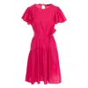 Concept A Trois Women's Red Oversize Dress With Ruffle - Raspberry In Red