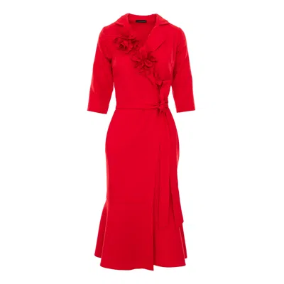 Concept A Trois Women's Red Wrap Blazer Dress With Flowers