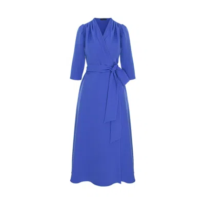 Concept A Trois Women's Royal Blue Midi Wrap Dress With Drawstring Waist