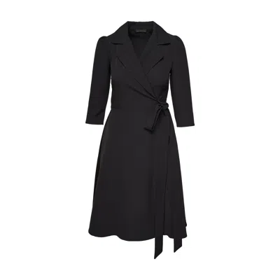 Concept A Trois Women's Short Black Wrap Shirt Dress With Pockets