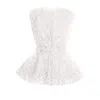 CONCEPT A TROIS WOMEN'S SHORT, CAMBRATE, SEQUIN VEST WITH DRAWSTRING AT THE WAIST - WHITE