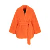 Concept A Trois Women's Short Jacket With Drawstring – Orange Eco-fur In Orange