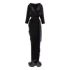 Concept A Trois Women's Side Over Side Long Shawl Collar Dress - Black In Black