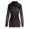 Concept A Trois Women's Tulle Blouse - Bordeaux & Black In Black