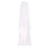 Concept A Trois Women's White Long Dress With Deep Slits And Ruffles In White