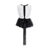 Concept A Trois Women's White Sequin Short Vest With Tulle And Lace In White