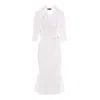 Concept A Trois Women's White Wrap Blazer Dress With Flowers In White