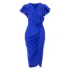 Concept A Trois Women's Wrap Cocktail Dress With Ruffles - Royal Blue In Blue