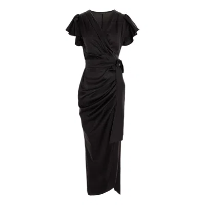 Concept A Trois Women's Wrap Cocktail Long Dress - Black