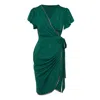 Concept A Trois Women's Wrap Cocktail Short Green Dress In Green