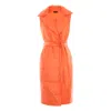 Concept A Trois Women's Yellow / Orange Orange Quilted Midi Vest With Lapel In Yellow/orange