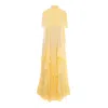 Concept A Trois Women's Yellow / Orange Set: Cascading Ruffle Dress And Cape - Pearl Yellow