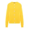 Concept A Trois Women's Yellow / Orange Yellow Cardigan At The Base Of The Neck, Knitted, With Daisy Buttons In Yellow/orange