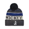 Concept One Mickey Stripes Cuff Beanie Wth Pom In Black