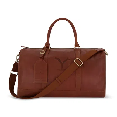 Concept One Yellowstone Real Leather 21 Inch Duffle, With Burnished Gold Detailing In Brown