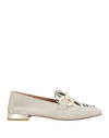 Concept Woman Loafers Light Grey Size 8 Leather In Grey