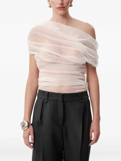Concepto Blur Off-shoulder Sheer Blouse In White