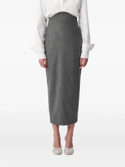 Concepto Marble High-waisted Straight Midi Skirt In Gray