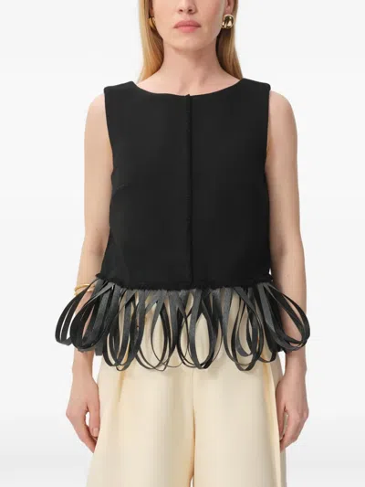 Concepto Raw Sleeveless Blouse In Black