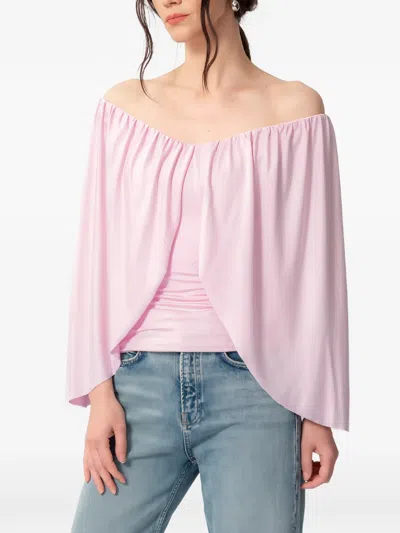 Concepto Rosea Off-shoulder Draped Top In Pink